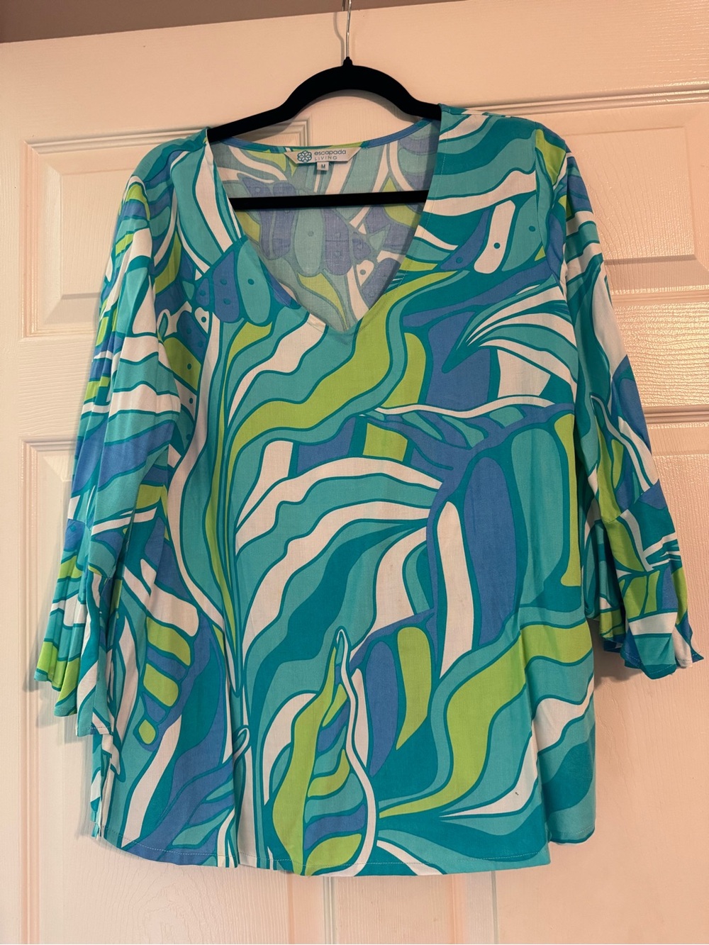 escapada Living Blue & Green Abstract Print Top